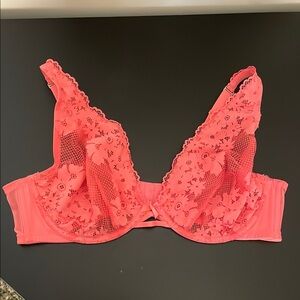 Cacique 42D Lace Underwire Bra in Coral